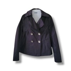 Apriori | Cute Casual Black Double Breasted Lightweight Peacoat (SIZE 4)